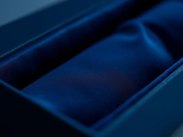 A luxurious gift box interior with custom velvet flocking, gently cradling a product.