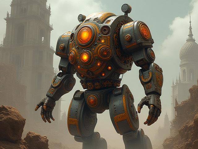 Concept box art for Project Automata, a steampunk cooperative worker placement game